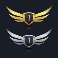 Wings Shield Nummer 1 Logo Vorlage vektor