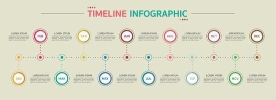 tidslinje för 12 månader, infografisk mall för företag. vektor