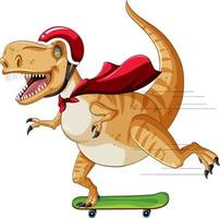 Tyrannosaurus Rex Dinosaurier auf Skateboard im Cartoon-Stil vektor