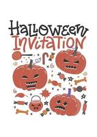 halloween trick or treat promo affisch platt vektor mall. oktober semester firande inbjudan flyer, broschyr layout med textutrymme. läskiga godis och godis tecknad illustration