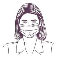 frauenschutzmaske gegen virus, frau mit maske vektor