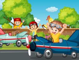Outdoor-Szene mit Kinder-Rennwagen vektor