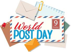 World Post Day word logotyp på kuvertet vektor