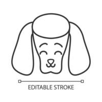 pudel niedlicher kawaii linearer charakter. Symbol für dünne Linie. Hund mit lächelnder Schnauze. Tier mit lächelnden Augen. glückliches Haushündchen. vektor isoliert umriss illustration. editierbarer Strich