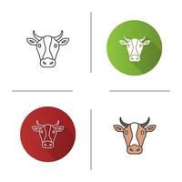 Kuhkopf-Symbol. flaches Design, lineare und Farbstile. Tierhaltung. Landwirtschaft. isolierte Vektorgrafiken vektor