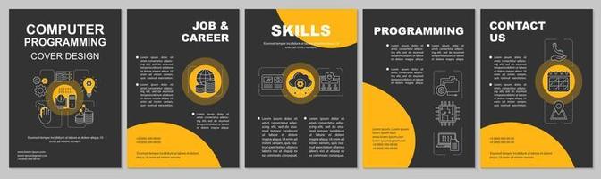 datorprogrammering broschyr mall layout. mjukvaruutveckling. flygblad, häfte, broschyr tryck design. programoptimering. vektor sidlayouter för tidskrifter, årsredovisningar, reklamaffischer