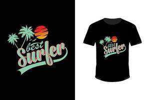 bestes Surfer-T-Shirt-Design. sommer trendige surfer t-shirt design kostenlose vektorvorlage vektor