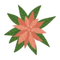 julstjärna enda element. frihands isolerade blomma. platt vektor illustration. endast 5 färger - lätt att färga om.