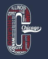 chicago element der männermode und der modernen stadt im typografie-grafikdesign.vektorillustration.tshirt, kleidung, bekleidung und andere verwendungen vektor