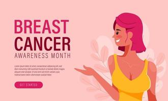 bröstcancer medvetenhet månad vektorillustration, världen cancer band, rosa band, stöd bröstcancer överlevande affisch slogan platt design vektor