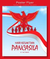 hari kesaktian pancasila, indonesischer feiertag pancasila tag illustration.übersetzung 1. oktober, glücklicher pancasila tag. geeignet für Grußkarten und Banner vektor