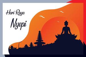 Balis Tag der Stille und hinduistische Neujahrsvektorillustration, indonesischer Balis Nyepi-Tag, Hari Nyepi vektor