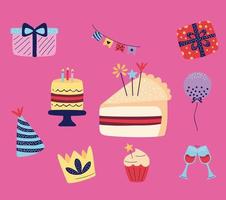 tio ikoner på födelsedagen vektor