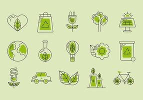 fünfzehn grüne Symbole vektor