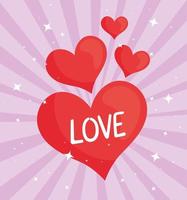 älskar hjärtan i rosa bakgrund vektor
