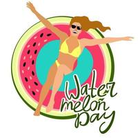 Nationaler Tag der Wassermelone. Vektorkonzept mit Schriftzug. vektor