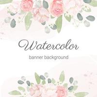 rosa pastell aquarell rose blumenstrauß anordnung banner hintergrund vektor