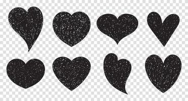 uppsättning doodle hjärtformade symboler. samling av olika handritade romantiska hjärtan för klistermärke, etikett, kärlekslogotyp. vektor illustration
