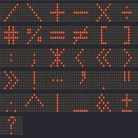 digitala bokstavssymboler ledde orange färg och en mörk bakgrund, vektorillustration vektor
