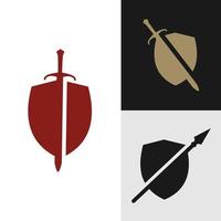 sköld och svärd ikon, logotyp isolerad på vit bakgrund vektor