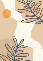 organisk abstrakt minimalistisk pastell bakgrund med löv vektor