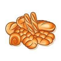 hand gezeichnete brot- und bäckereivektorillustration vektor