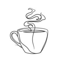 kontinuerlig linje ritning en kopp kaffe. kaffe one line art vektor