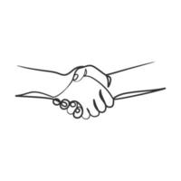 kontinuierliche linie art handshake vektorillustration. Geschäftsvereinbarungsvektor vektor