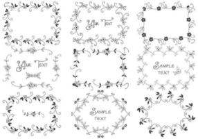 Handdragen Floral Frame Vectors Pack