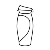 Sportflasche für Getränkewasser oder Proteincocktails. gesunder Lebensstil. Getränk für die Fitness. lineare Vektordarstellung auf weißem Hintergrund. Doodle-Zeichnungen vektor