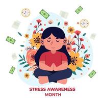 Stressbewusstsein Monat Meditationszeit vektor