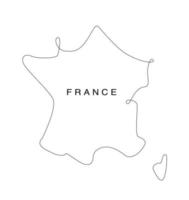 Strichzeichnungen Frankreich Karte. durchgehende linie europakarte. Vektor-Illustration. einzelne Gliederung. vektor