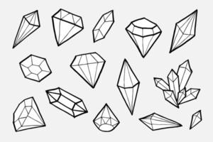 Doodle Hand Draw Diamond Set, Vektor-Illutration.