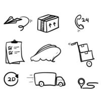 handgezeichnetes Doodle-Symbol zur Darstellung von Versand, Logistik, Kundenservice, Rückerstattungen. isolierter Vektor