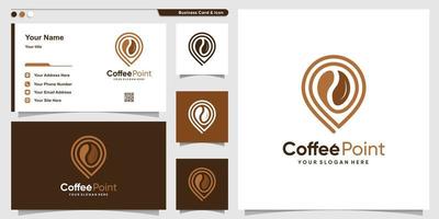 Kaffee-Logo mit Punktlinie Kunststil und Visitenkarten-Design-Vorlage Premium-Vektor vektor