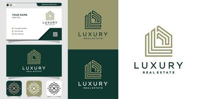 Luxus-Immobilien-Logo und Visitenkarten-Design-Vorlage Premium-Vektor vektor