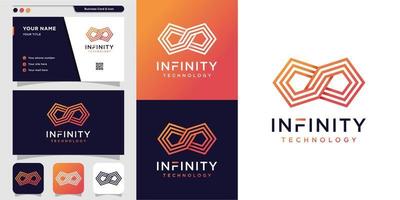 Modernes Umrisslogo für Infinity-Technologie und Visitenkarten-Designvorlage Premium-Vektor vektor