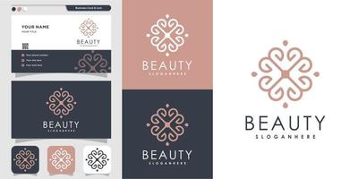 Beauty Line Art minimalistisches Logo und Visitenkarten-Design-Vorlage Premium-Vektor vektor