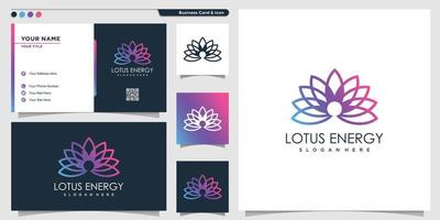Lotus-Logo mit Energiestil und Visitenkartendesign, Logo-Vorlage, Strichzeichnungen, Pflanze, Spa, Schönheit, Gesundheit, Premium-Vektor vektor