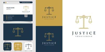 Line Art Justice Logo und Visitenkarten-Design-Vorlage Premium-Vektor vektor