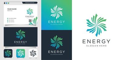 abstrakt energi logotyp och visitkort design. lösning, positiv, modern, energi, ikon, premium vektor