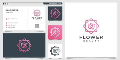 Blumenlogo mit modernem Schönheitskonzept und Visitenkarten-Designvorlage, Logovorlage, Logo-Premium-Vektor vektor