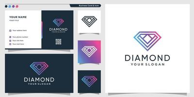 diamantlogotyp med gradient linjekonststil och visitkortsdesign premium vektor