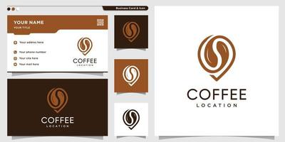 Kaffee-Logo mit Standortstil und Visitenkarten-Design-Vorlage Premium-Vektor vektor