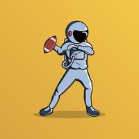 astronaut, der american-football-ballvektorillustration hält vektor