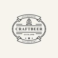 vintage retro-abzeichen für hopfen craft beer ale brauerei logo design template element vektor