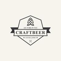 vintage retro-abzeichen für hopfen craft beer ale brauerei logo design template element vektor