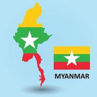 myanmar-karte und flaggenhintergrund vektor