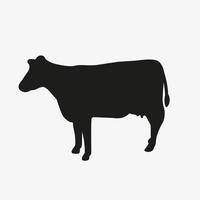 Kuh-Vektor-Silhouette. Symbol für Rinder, Vieh, Rindfleisch. einfache Vektorillustration der Kuh isoliert auf weißem Hintergrund