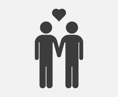 Vektorsymbol für homosexuelle Paare isoliert auf weißem Hintergrund. homosexuelles paar singen. zwei Männer, die ihre Hände und ein Herzpiktogramm halten vektor